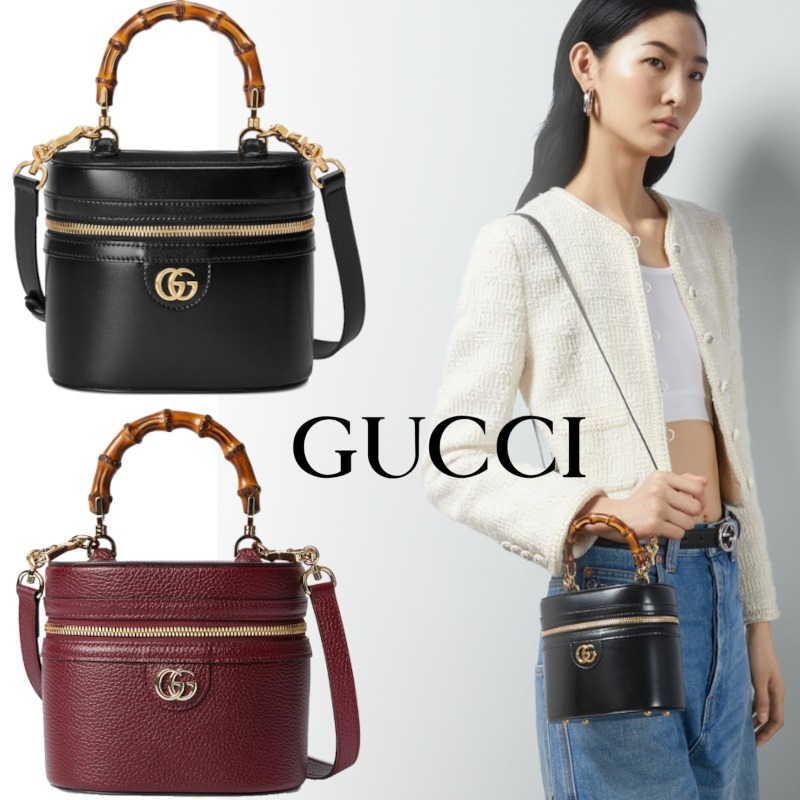 25新作 GUCCI ミニバンブー ショルダーバッグ レザー レディース