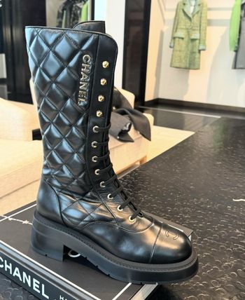 楽天市場】CHANEL シャネル ショートブーツ レースアップ