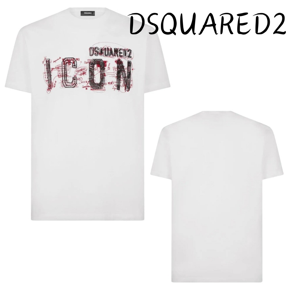 【DSQUARED2】Icon Scribble Cool Fit T-shirt Tシャツ ホワイト