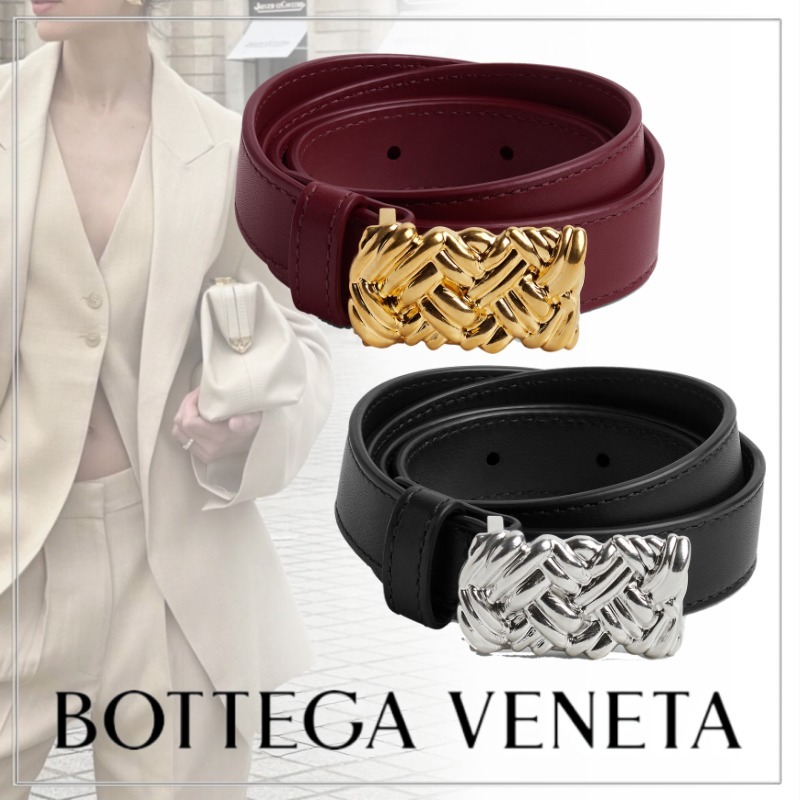 BOTTEGA VENETA◆カーフレザー ベルト イントレチャートバックル