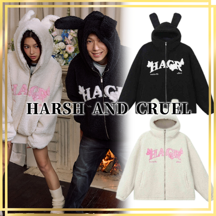 国内発/日本未入荷☆HARSH AND CRUEL☆うさぎ耳 ジップ パーカー