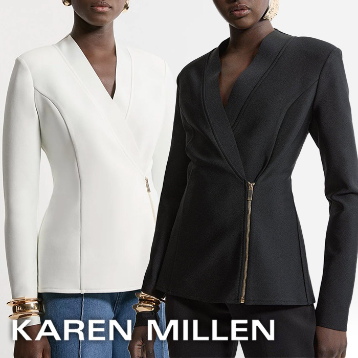 【Karen Millen】アシンメトリー サイドジップ ジャケット