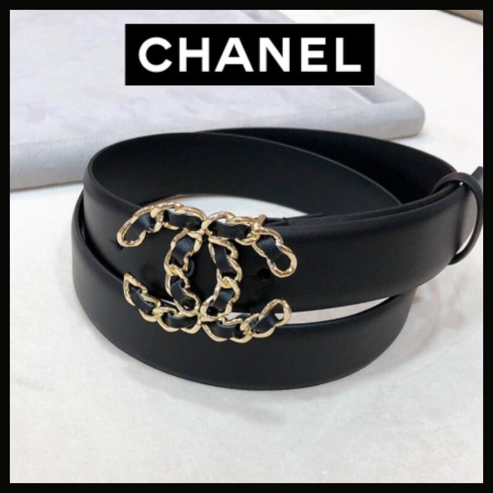 【ロゴ部分がエレガント♡】CHANEL ベルト