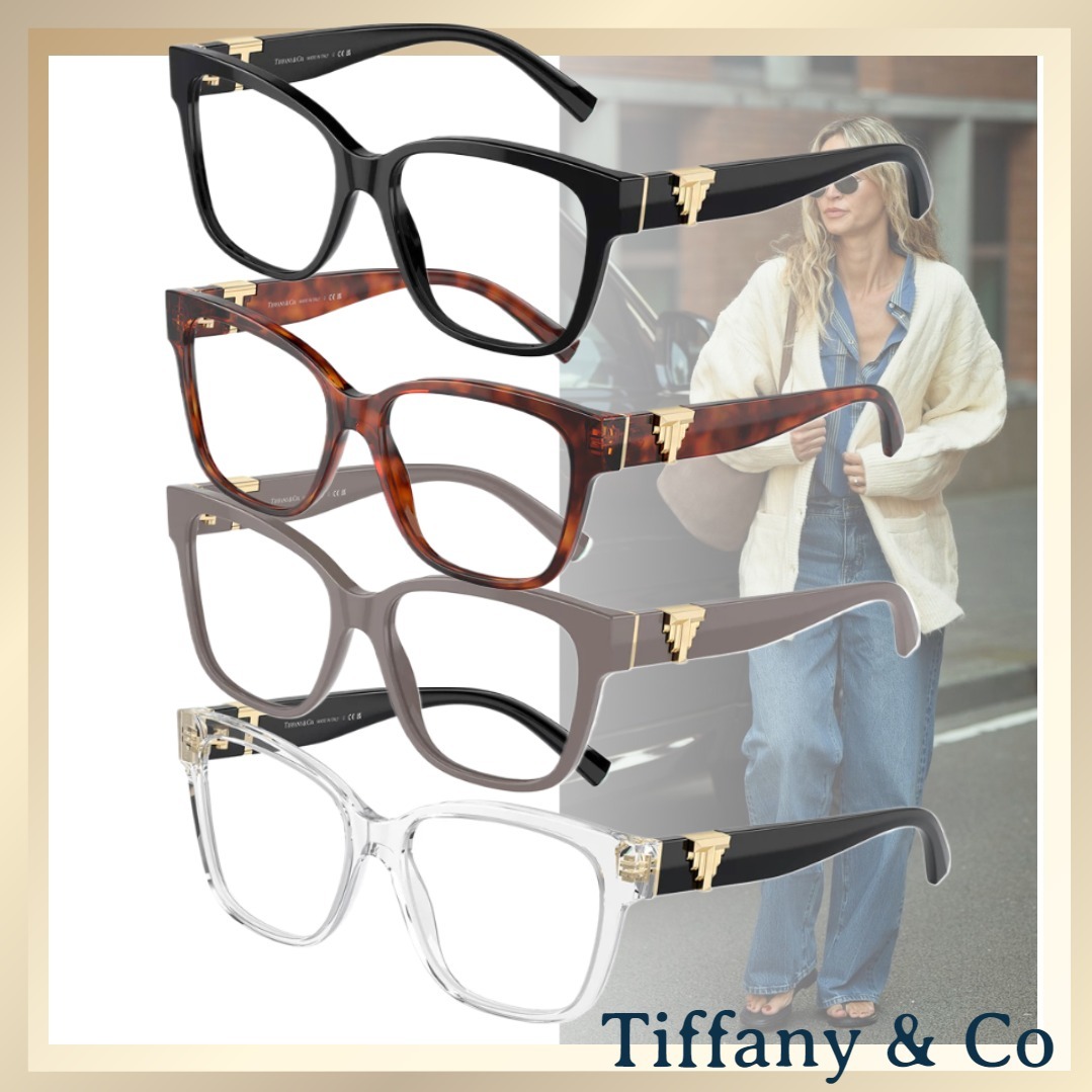 ゴールドの ロゴが アクセント ≪Tiffany&Co≫ スクエア レンズ