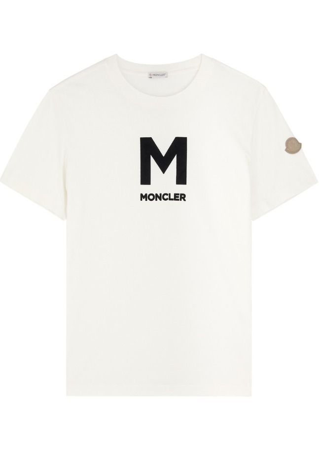 MONCLER2024/25秋冬新作 レザーロゴ付きクルーネック半袖Tシャツ