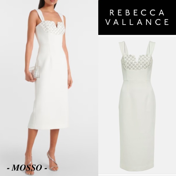 【REBECCA VALLANCE】CRYSTAL MIDI DRESS クリスタル装飾 ミディ