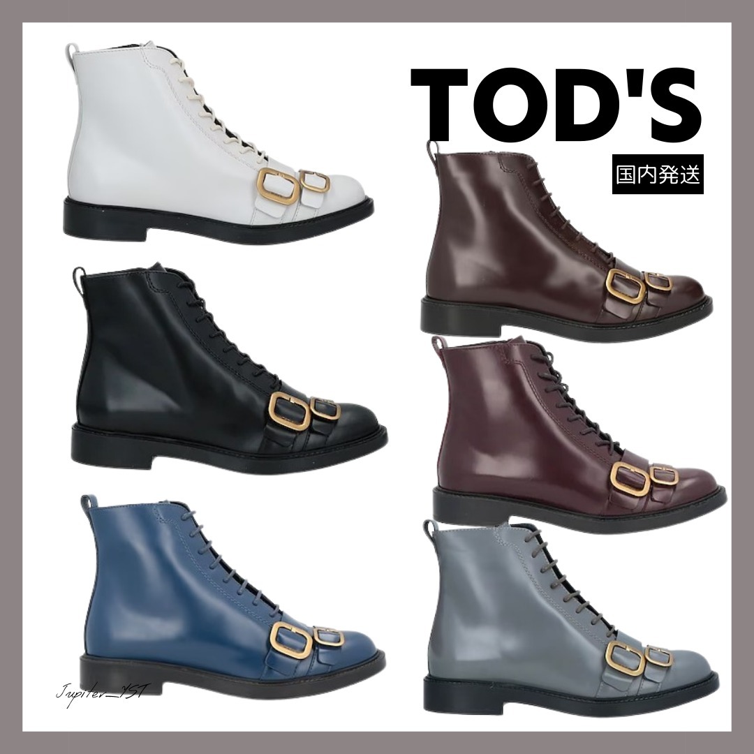 TOD'S◆レザー ロゴ バックル付き ショートブーツ【送料関税込】