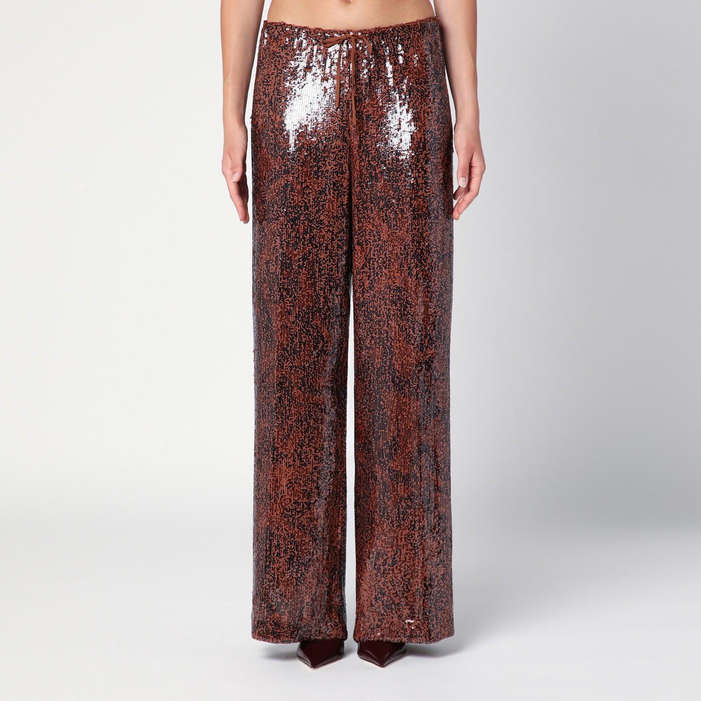 【送料&関税込】Dries Van Noten Brown Wide Trousers With Mic