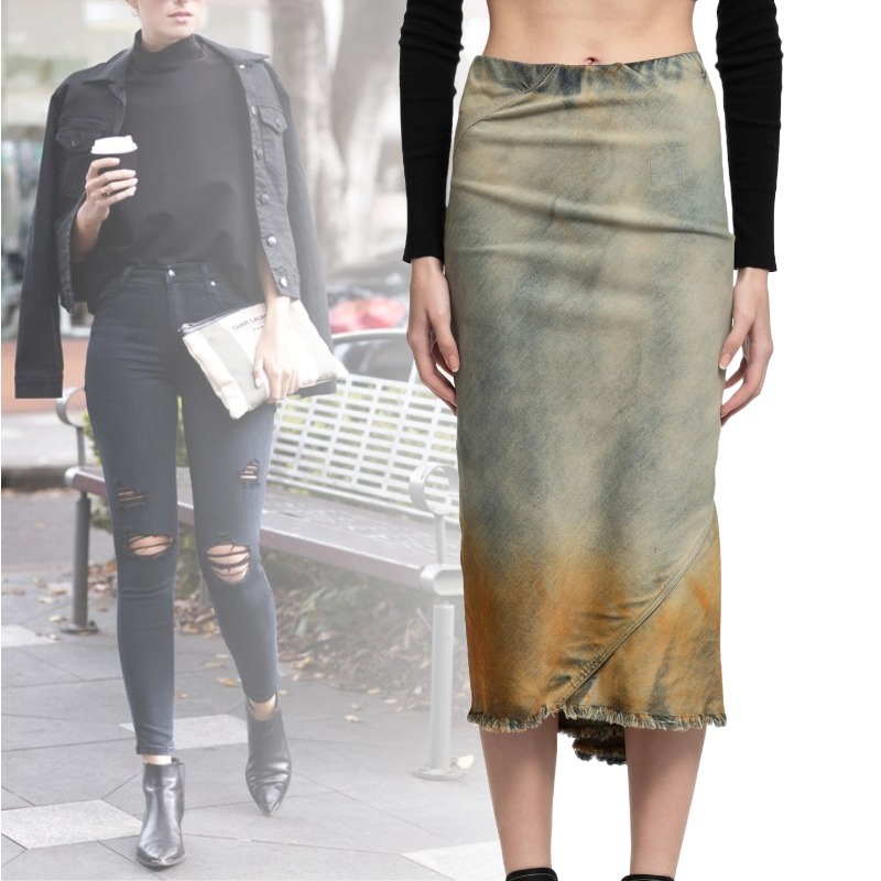 RICK OWENS DRKSHDW バイアス 二ー スカート
