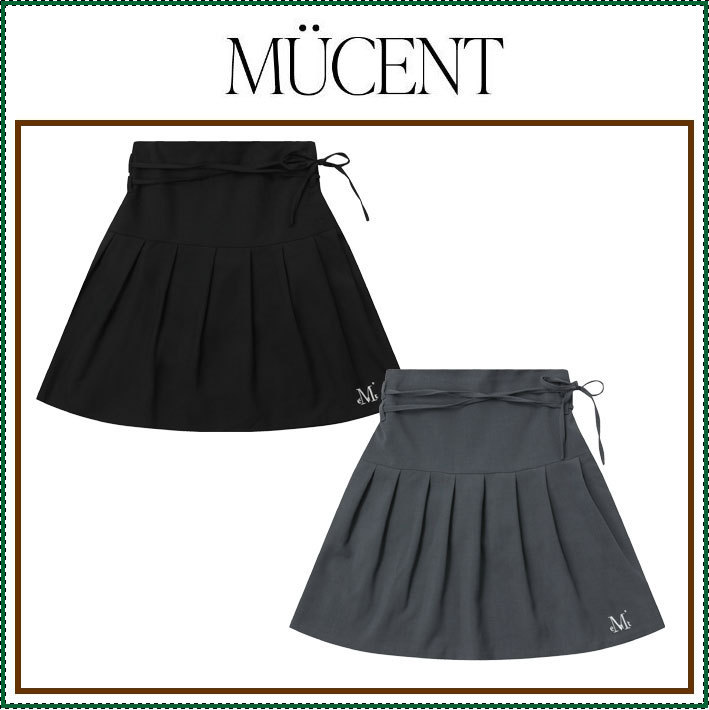 【MUCENT】 BEMINE RIBBON PLEATED SKIRT (2COLOR) /追跡付