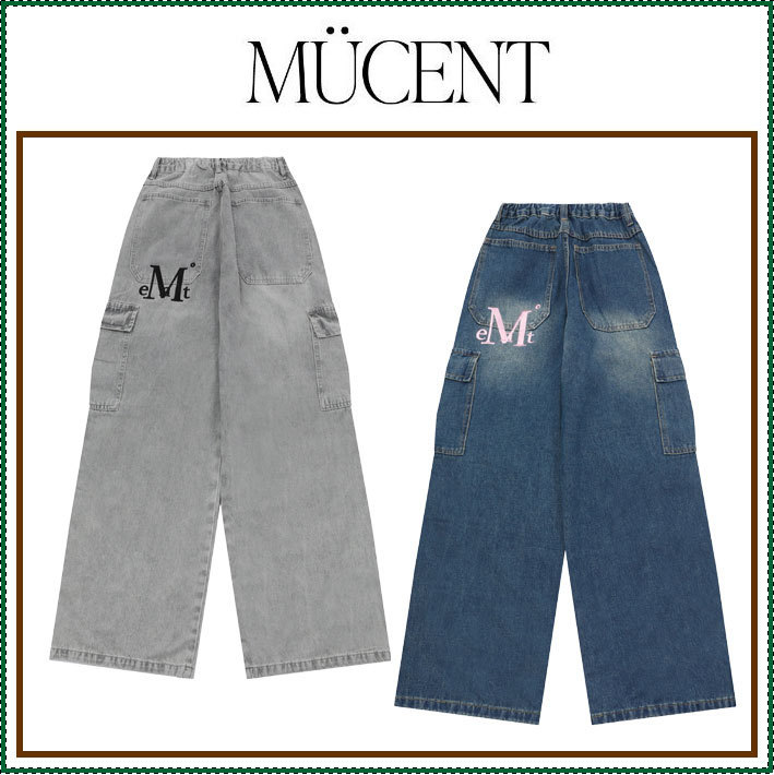 【MUCENT】 BOSC BACK POCKET BIG LOGO CARGO DENIM PANTS