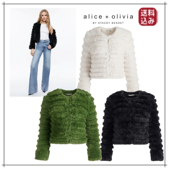 （送料込）Alice+Oliviaフェイクファーテクスチャードジャケット