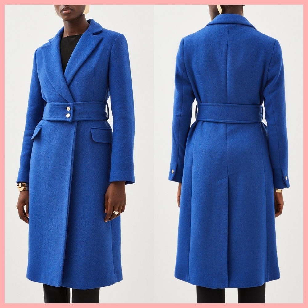 日本未入荷★Karen Millen 襟付きフロントボタンウールコート