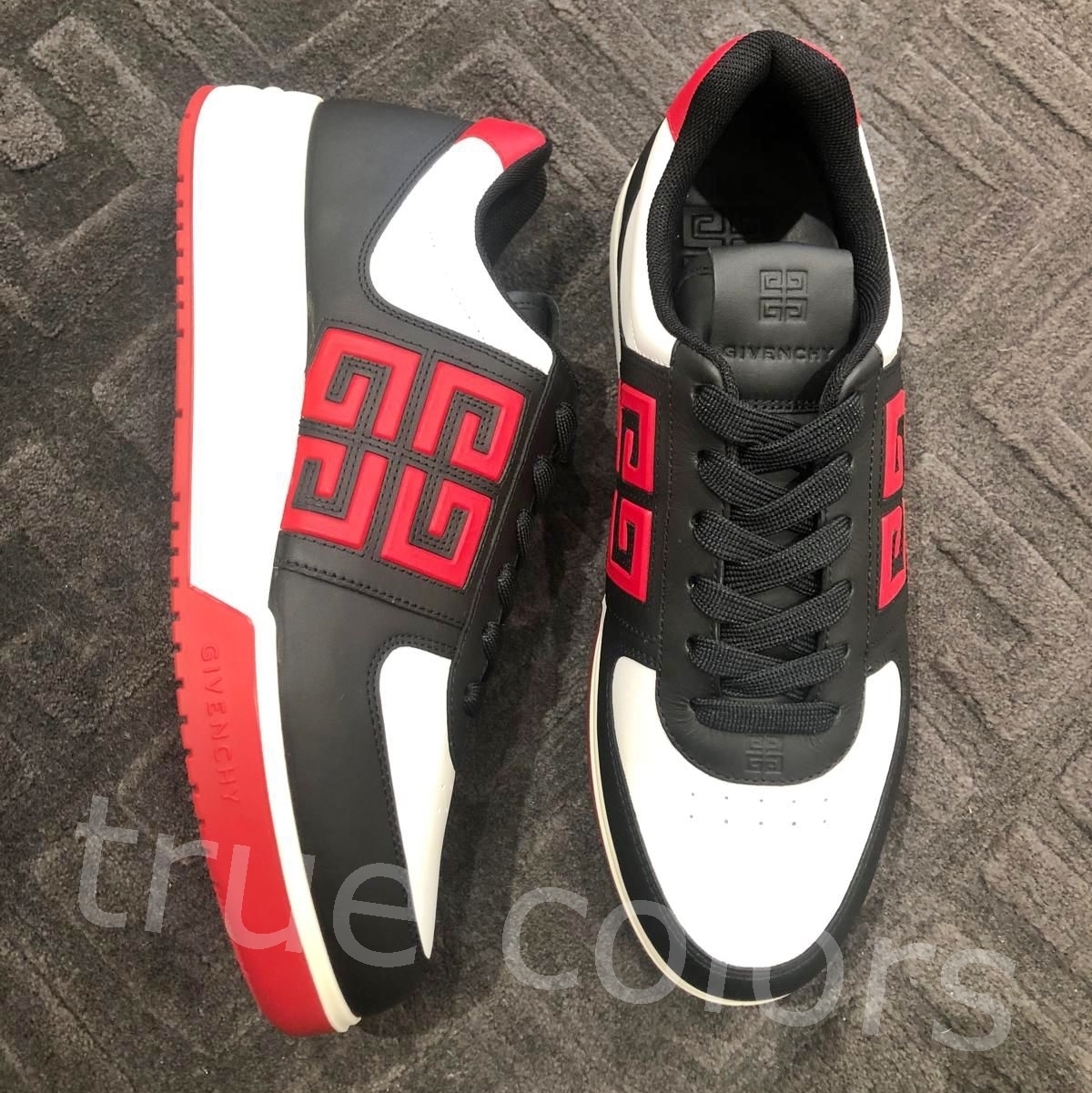 GIVENCHY ジバンシィ 4G ロートップ レザースニーカー*black/red
