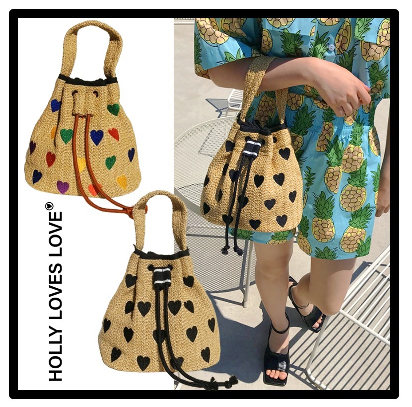 ★送料 関税込★Holly loves love★heart rattan bag 2color★