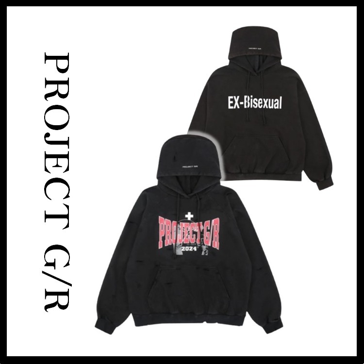 関税込★Project G/R★Two Faced Washed Hoodi.e★washed black