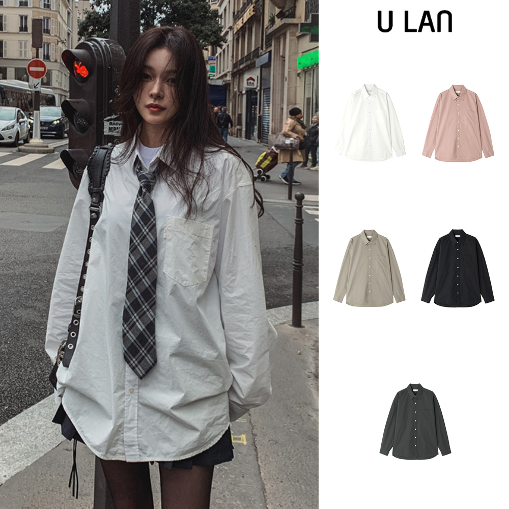 【U LAN】Crew Oversized Fit Bio Cotton Shirt