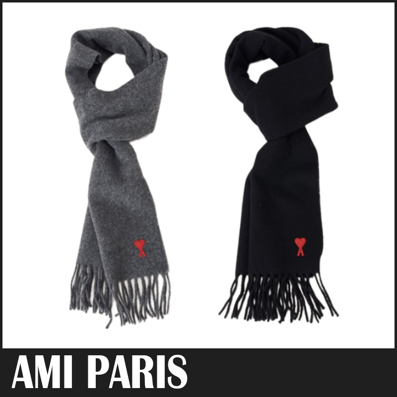 送料関税込☆AMI PARIS ハート ロゴ ウール マフラー☆超人気☆