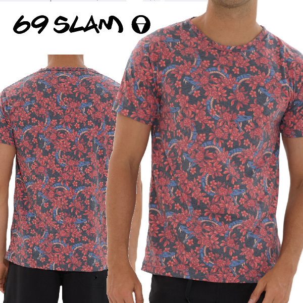 69SLAM☆BLOSSOMING SNAKE LEONARDO S/S PRINTED RASH TEEシャツ