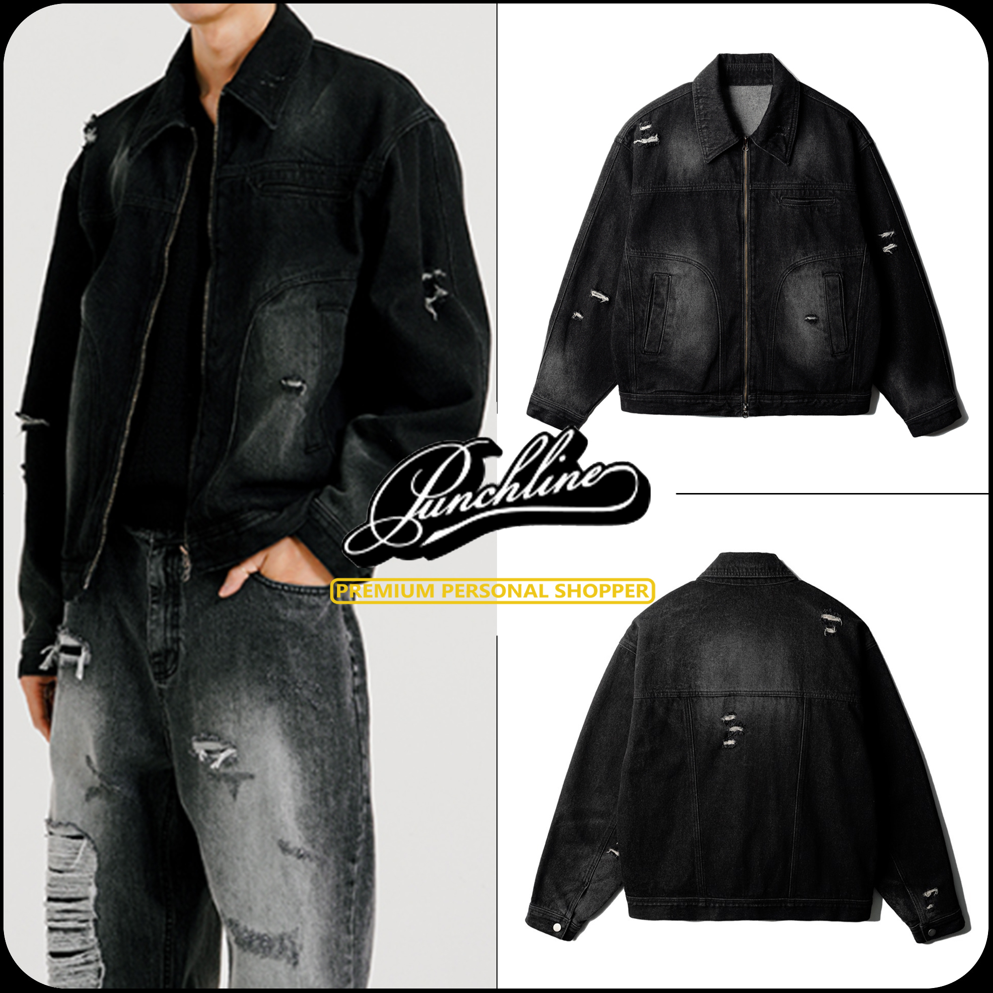 [ PUNCHLINE]★24FW★韓国人気★ALL ROUNDER BLACK DENIM JACKET