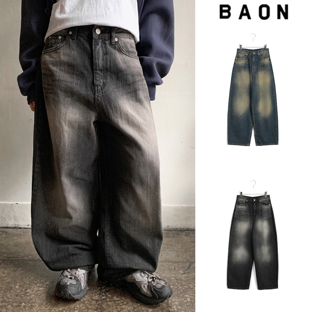 【BAON】Ryoneta Bijo Washing Wide Denim Pants