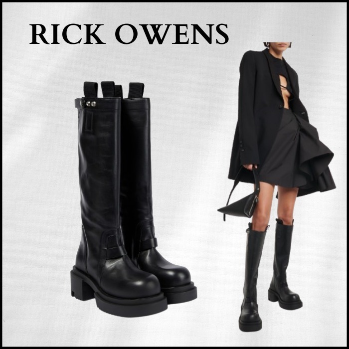 【RICK OWENS】プルオンレザー ニーハイブーツ