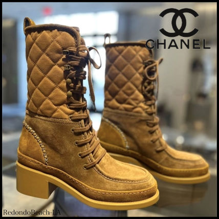 CHANEL/ショートブーツ/36/ブラウン/スウェード