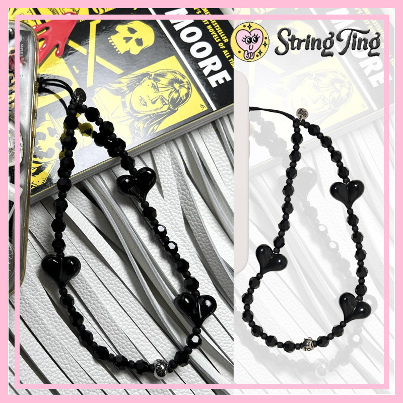 *String Ting*ハートのミッドナイト フォンストラップ*送料込み*