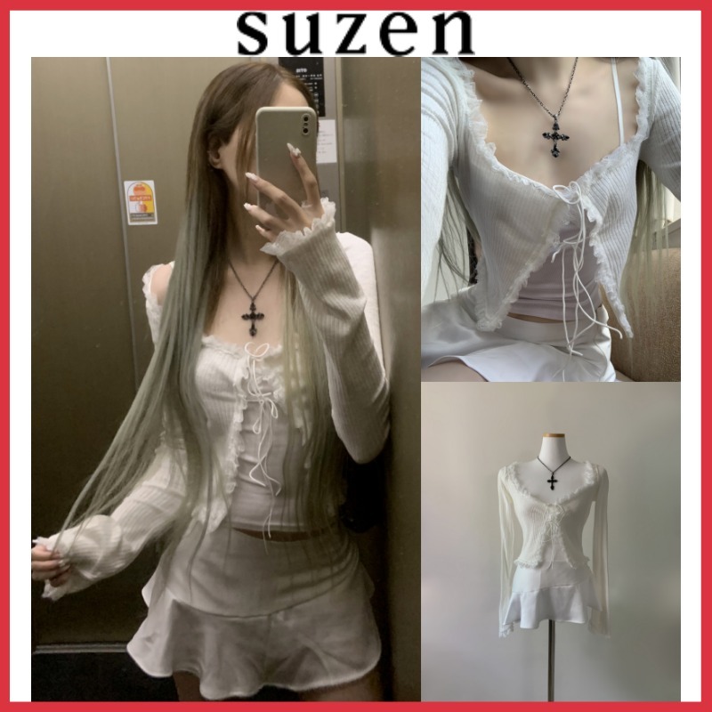 送料無料 日本 suzen】Stella Cardigan Lace Strap トップス