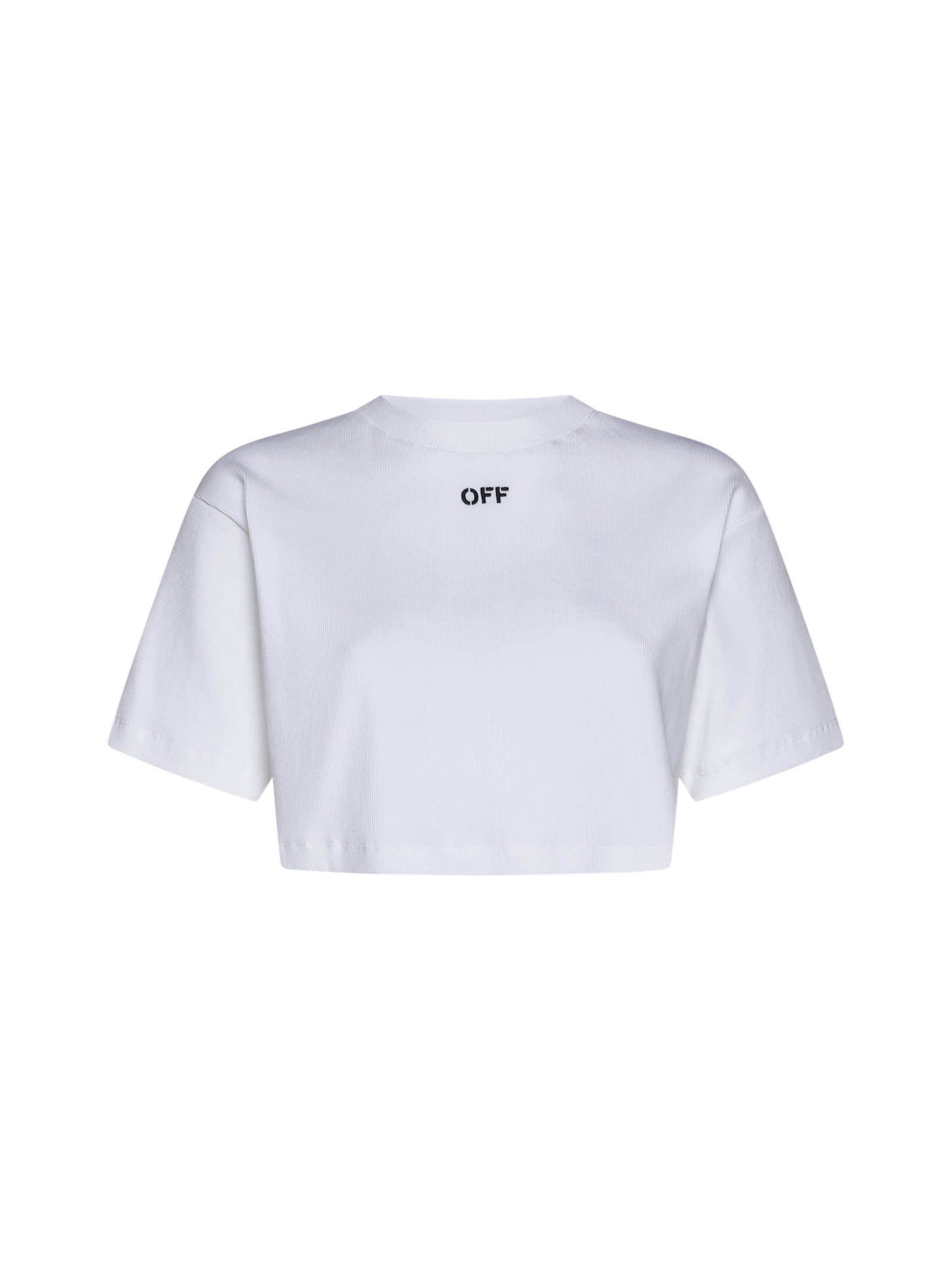 【送料&関税込】Off-White White Crop T-shirt With Logo