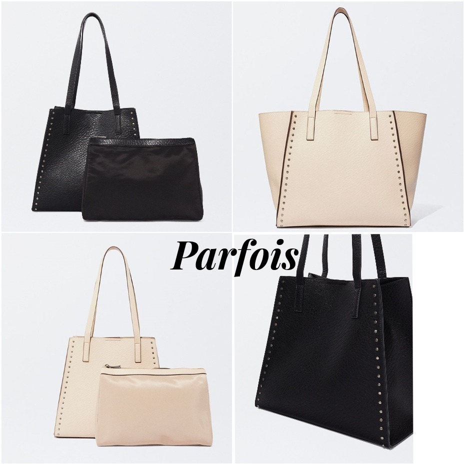 ポルトガルParfois★大活躍 スタッズお洒落トート ポーチ付★2色