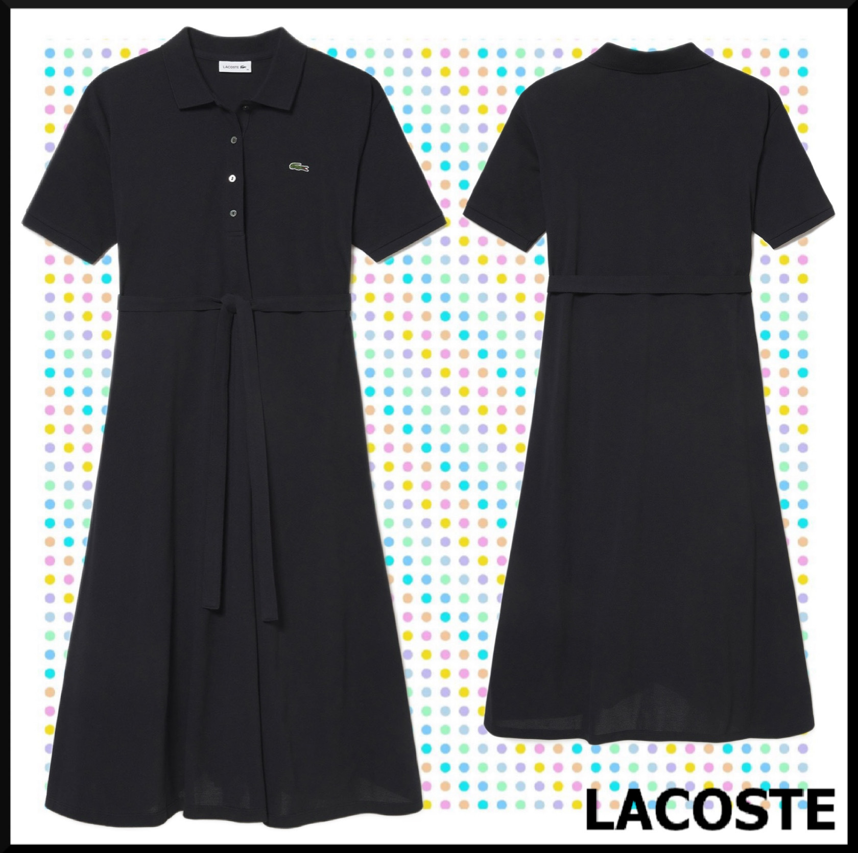 人気★LACOSTE 鹿の子地マキシ丈ドレス★シンプル ギフトに最適