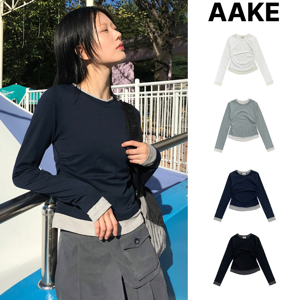 【AAKE】SIDE SHIRRING LAYERED T