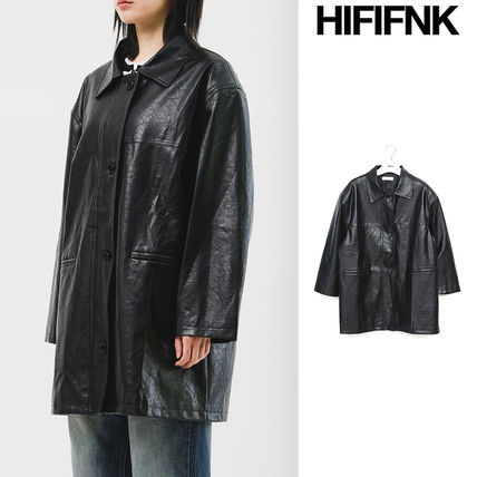 【HI FI FNK】(W) Madam Half Leather Coat HI FI FNK】(W) Madam Half Leather Coat (HI FI FNK/レザー