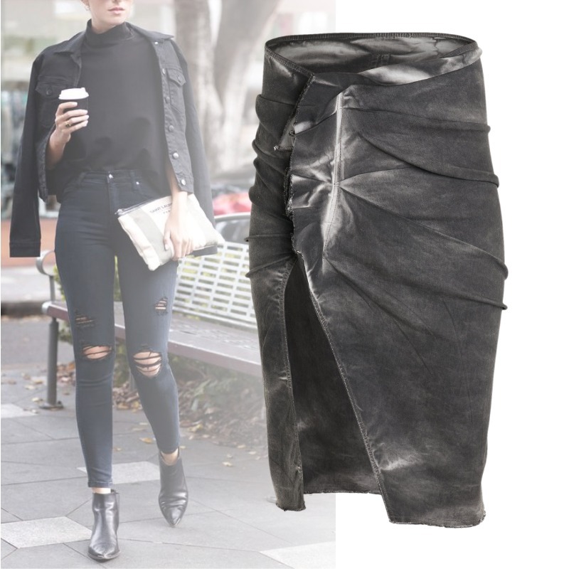 RICK OWENS DRKSHDW EDFU アシンメトリースカート ひざ丈