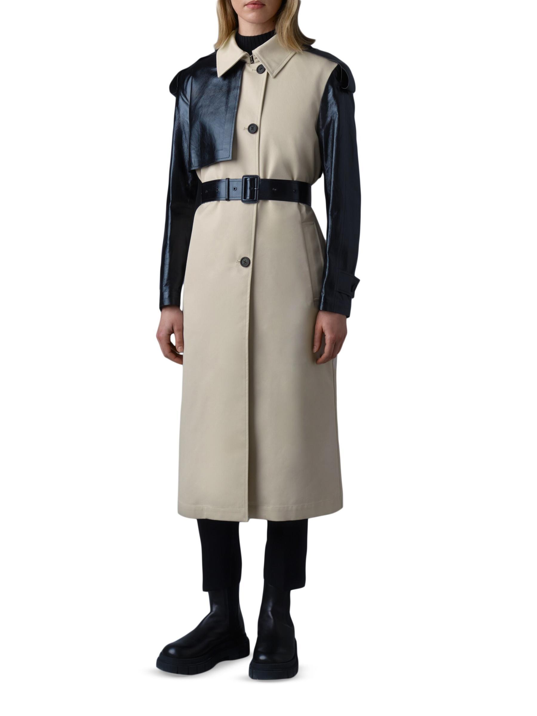 ◆MACKAGE LEIKO マキシ ツートン ツイル & レザー トレンチ Leiko, Maxi two-toned twill & leather trench | Mackage® EU