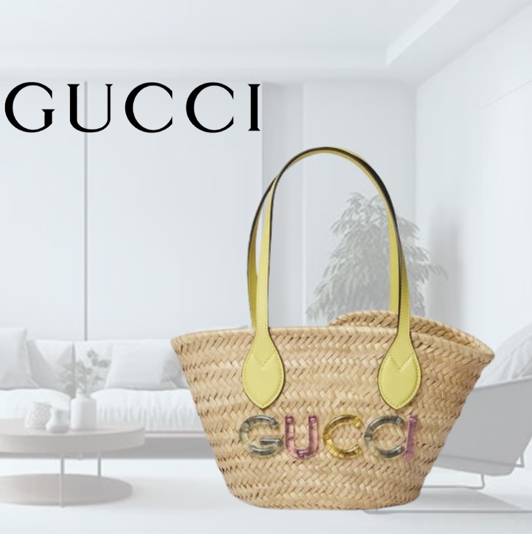 【すぐ届く】Gucci GUCCI ロゴ ミニ ストロー トートバッグ