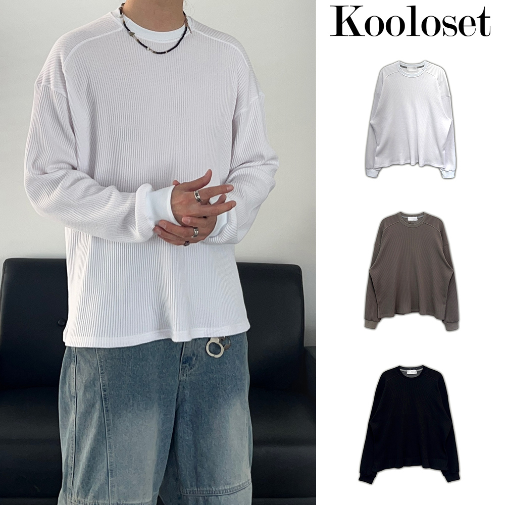 【KOOLOSET】Front Incision Waffle Long Sleeve
