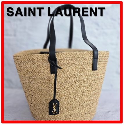 ☆人気【SAINT LAURENT】☆パニエ ラフィア バスケットバッ.グ☆