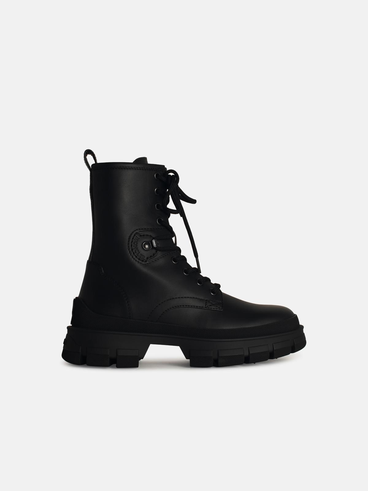 ロングブーツ MONCLER 'hevea' black matte leather ankle boots