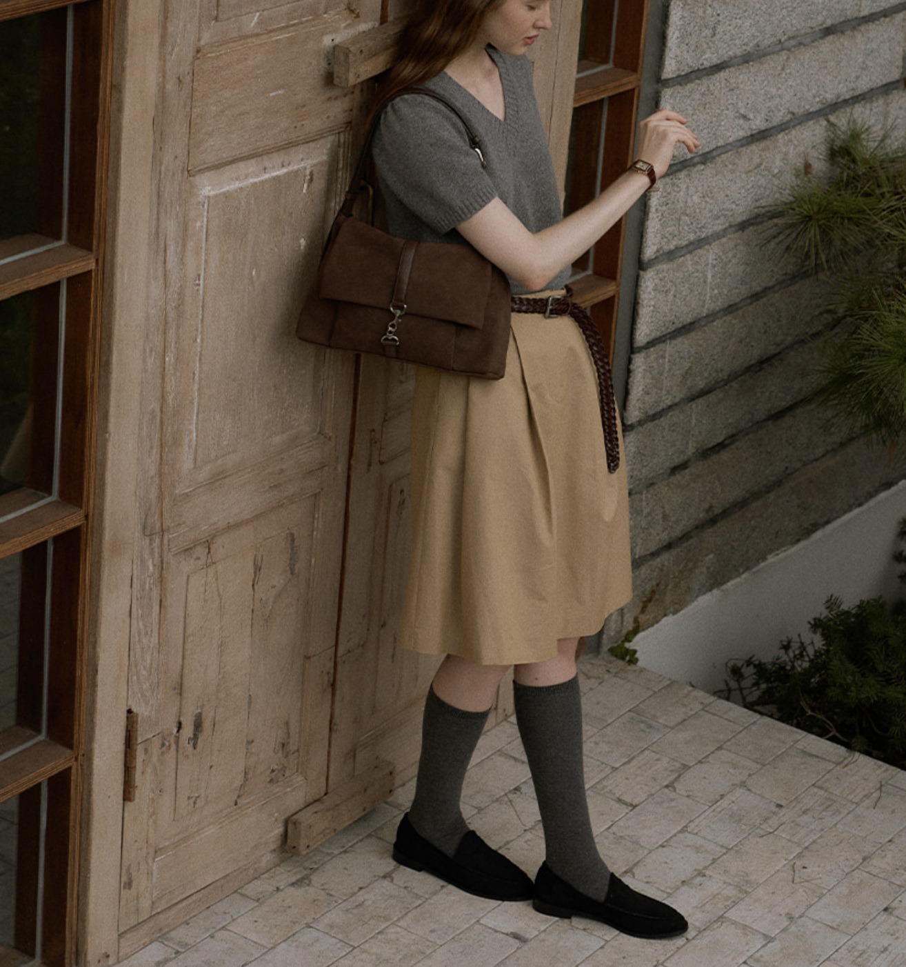 OVHEE Chloe Suede bag Cocoa/2way ショルダーバッグ 韓国 OVHEE Chloe Suede bag Cocoa/2way ショルダーバッグ 韓国