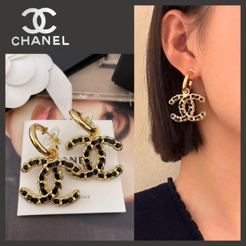 【揺れるピアス♪】CHANEL シンプル ブラック ピアス