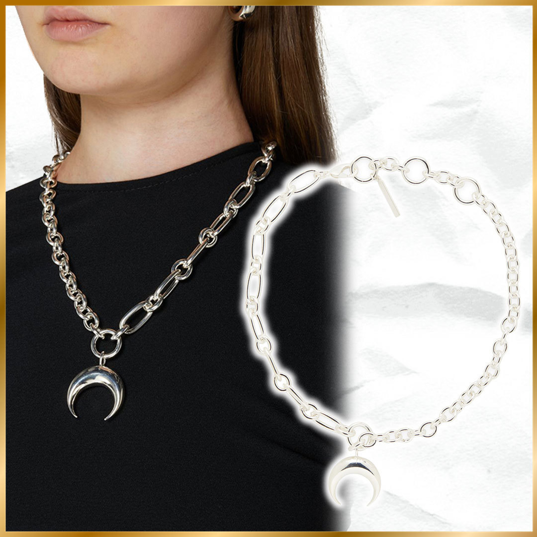 大人気◆Marine Serre◆Moon チャーム付き シルバーネックレス