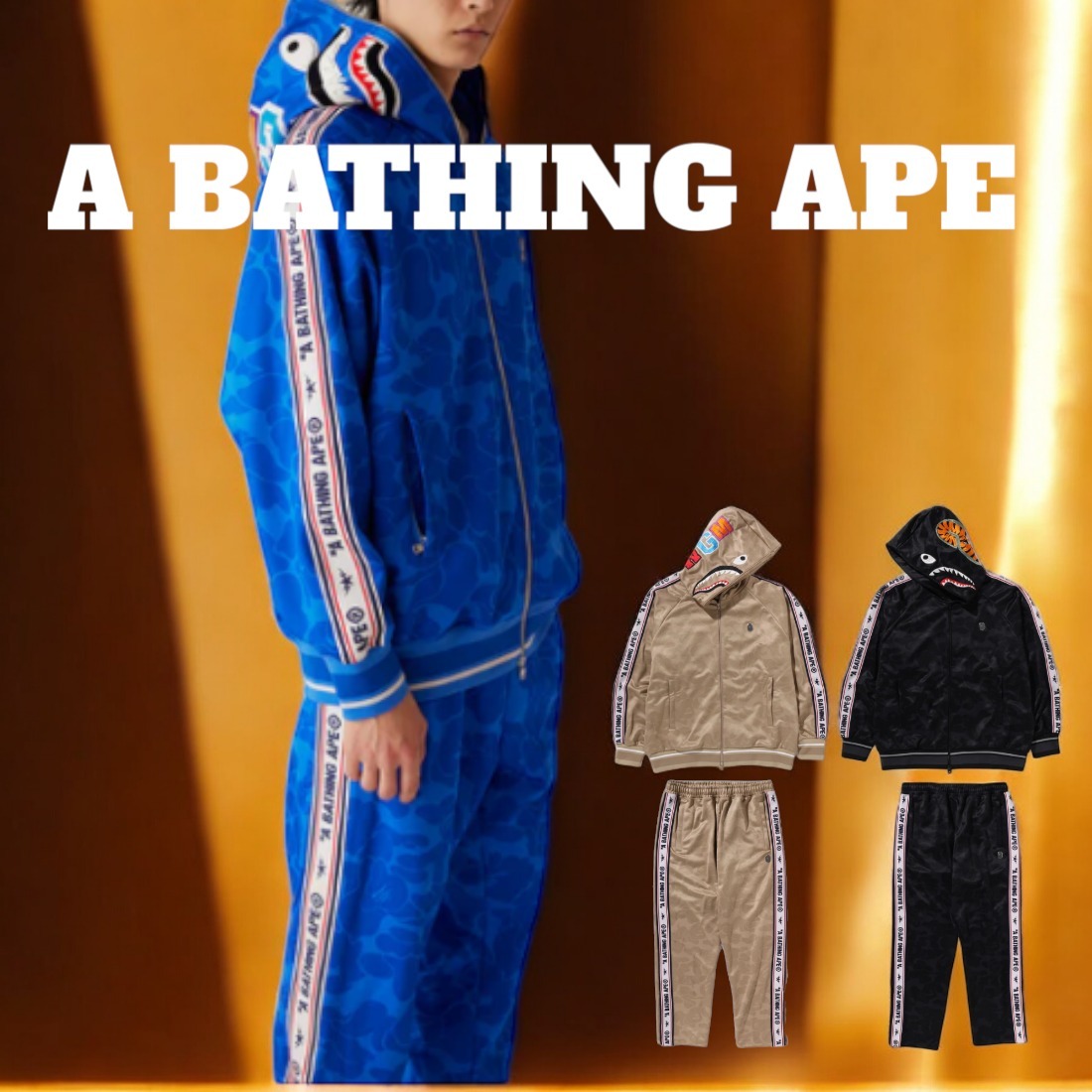 【A BATHING APE】売り切れ間近SET UP☆ SHARK ZIP HOODIE&PANTS