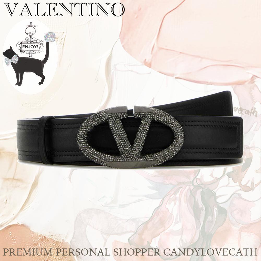 ベルト VALENTINO GARAVANI Black Leather Vlogo Belt