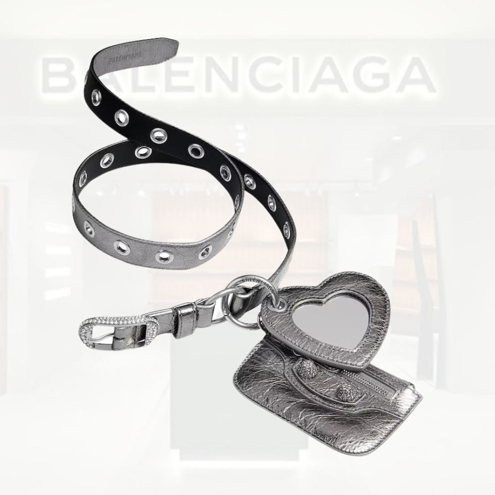 送料込+BALENCIAGA+Le Cagole チャームベルト メタリック