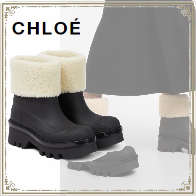【送料 関税込】Chloe Raina shearling-trimmed ankle boots