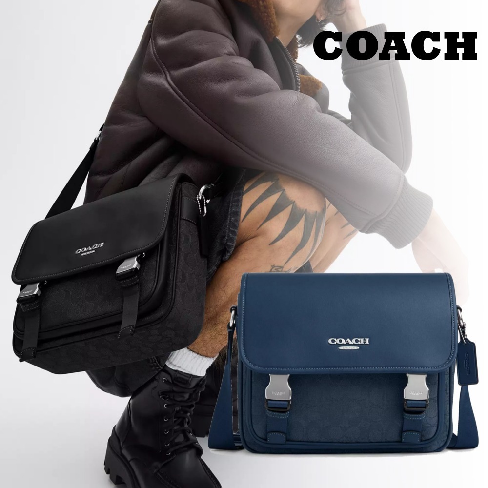 COACH☆レーサー メッセンジャー・シグネチャー ジャカード