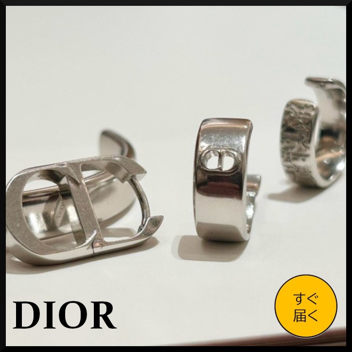 【おしゃれ☆人気】DIOR ピアス 真鍮 シルバー 新作 CDアイコン