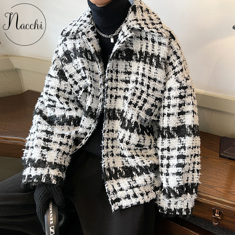 ツイード ジャケット お洒落 ルーズシルエット 厚み 韓国 n957